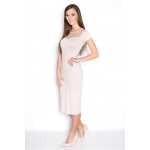Kleid Kurzarm Top mit Tüll-Ausschnitt;