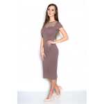 Kleid Kurzarm Top mit Tüll-Ausschnitt;