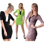 Damen Minikleid mit Kontrast-Ausschnitt –...