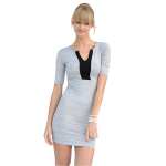 Damen Minikleid mit Kontrast-Ausschnitt –...