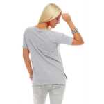 Damen IM COOL T-shirt Locker Rundhals Top Sommer Shirt Pastell mit Motiv silber Gr. S M 36 38, 1536
