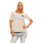 Damen IM COOL T-shirt Locker Rundhals Top Sommer Shirt Pastell mit Motiv silber Gr. S M 36 38, 1536