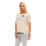 Damen IM COOL T-shirt Locker Rundhals Top Sommer Shirt Pastell mit Motiv silber Gr. S M 36 38, 1536