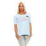 Damen IM COOL T-shirt Locker Rundhals Top Sommer Shirt Pastell mit Motiv silber Gr. S M 36 38, 1536