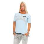 Damen IM COOL T-shirt Locker Rundhals Top Sommer Shirt Pastell mit Motiv silber Gr. S M 36 38, 1536