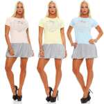 Damen Minikleid Kleid Dress Sommer mit silbernen Motiv und Schleife;