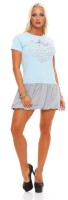 Damen Minikleid Kleid Dress Sommer mit silbernen Motiv...