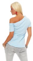 Damen Asymmetrisches Trägerloses Top Bluse Shirt mit Brusttasche;