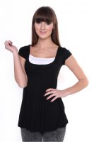 Damen Longshirt Shirt weit geschnitten Top 2 in 1 Optik...