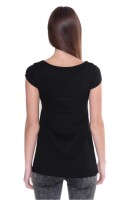 Damen Longshirt Shirt weit geschnitten Top 2 in 1 Optik Schwarz/2XL/3XL 44/46