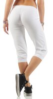 Damen 3/4 Jogginghose mit "WORK OUT"; Weiß-Schwarz 4XL/48
