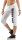 Damen 3/4 Jogginghose mit "WORK OUT"; Weiß-Schwarz 4XL/48