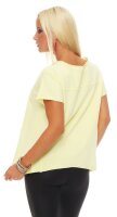 Damen T-shirt Locker Rundhals Top Sommer Shirt Pastell mit Motiv silbe;