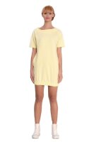 Damen Basic Minikleid kurzes Kleid Dress Longshirt T-shirt U-Boot-Ausschnitt Gr. S M 36 38, 2269 Pastellgelb S/M