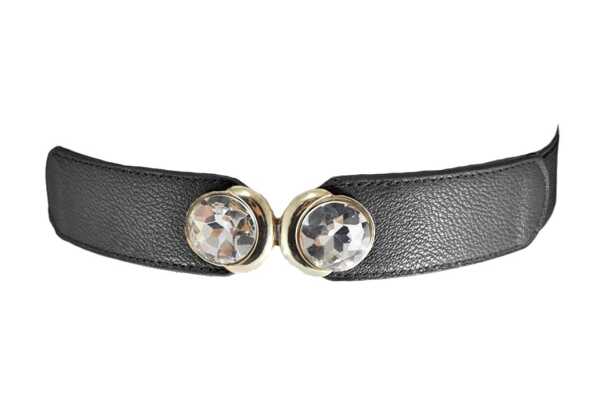 Damen schmaler Gürtel mit Strass Diamant Gold Matt Strech Gr. 67 - 90 cm, G31
