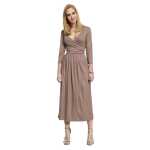 Damen Mittellanges Wickelkleid Raffungen V-Ausschnitt 3/4...