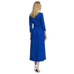 Damen Mittellanges Wickelkleid Raffungen V-Ausschnitt 3/4 Ärmel;