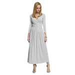 Damen Mittellanges Wickelkleid Raffungen V-Ausschnitt 3/4 Ärmel;