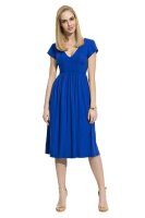 Damen Mittellanges Kleid Dress V-Ausschnitt mit Raffungen;