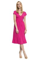 Damen Mittellanges Kleid Dress V-Ausschnitt mit Raffungen;