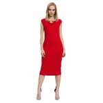 Damen Klassisches Kleid Ärmellos Wasserfallausschnitt;
