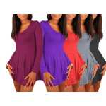 Damen Longshirt Minikleid Langarm mit Raffungen;