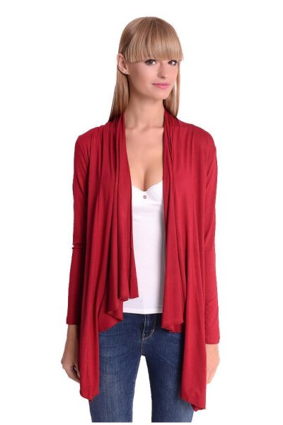 Damen Cardigan Umhang Poncho ; Bordo 2XL/3XL