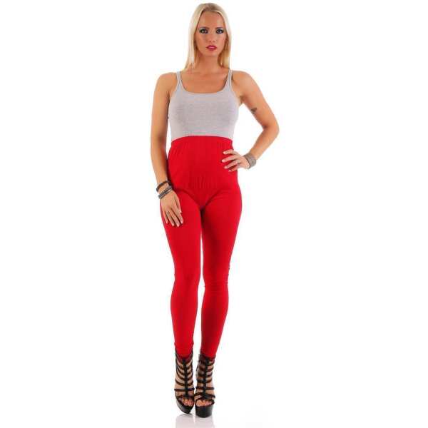 MAMA Umstands Leggings Baumwolle mit Taschen; Rot 2XL