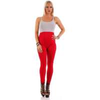 MAMA Umstands Leggings Baumwolle mit Taschen; Rot 2XL