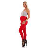 MAMA Umstands Leggings Baumwolle mit Taschen; Rot 2XL
