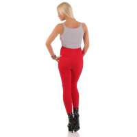 MAMA Umstands Leggings Baumwolle mit Taschen; Rot 2XL