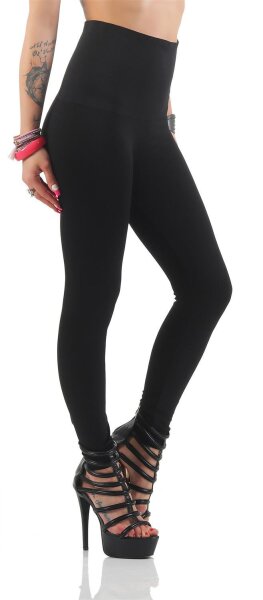 Damen Leggings Hochbund Bauchweg Mieder Miederhose; Schwarz XL/2XL