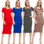 Damen Kleid Knielang Top Sommerkleid;