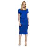Damen Kleid Knielang Top Sommerkleid; Blau/S/36
