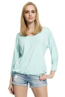 Damen Basic Langarm Bluse V-Ausschnitt;