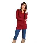 Damen Langarm Longshirt Bluse mit Rückenausschnitt;