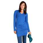 Damen Langarm Longshirt Bluse mit Rückenausschnitt;