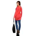 Damen Langarm Longshirt Bluse mit Rückenausschnitt;