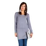 Damen Langarm Longshirt Bluse mit Rückenausschnitt;