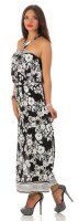 Damen Maxi Neckholder Kleid Sommerkleid mit Blumenmuster;