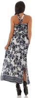 Damen Maxi Neckholder Kleid Sommerkleid mit Blumenmuster;