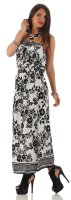 Damen Maxi Neckholder Kleid Sommerkleid mit Blumenmuster;