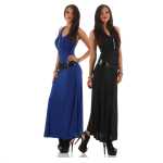 Damen Maxi Neckholder Sommerkleid mit Gürtel;
