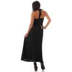 Damen Maxi Neckholder Sommerkleid mit Gürtel;