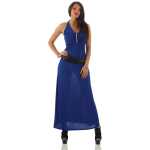 Damen Maxi Neckholder Sommerkleid mit Gürtel;