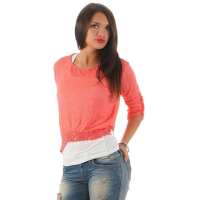Damen 3/4 Ärmel Bluse  2-in-1 Tunika ink.Top ; S/M