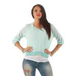 Damen 3/4 Ärmel Bluse  2-in-1 Tunika ink.Top ; S/M