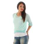 Damen 3/4 Ärmel Bluse  2-in-1 Tunika ink.Top ; S/M