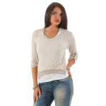 Damen 3/4 Ärmel Bluse  2-in-1 Tunika ink.Top ; S/M