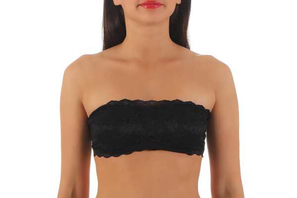 Damen Bandeau-BH Bra Büstenhalter Trägerlos Top mit Spitze;
